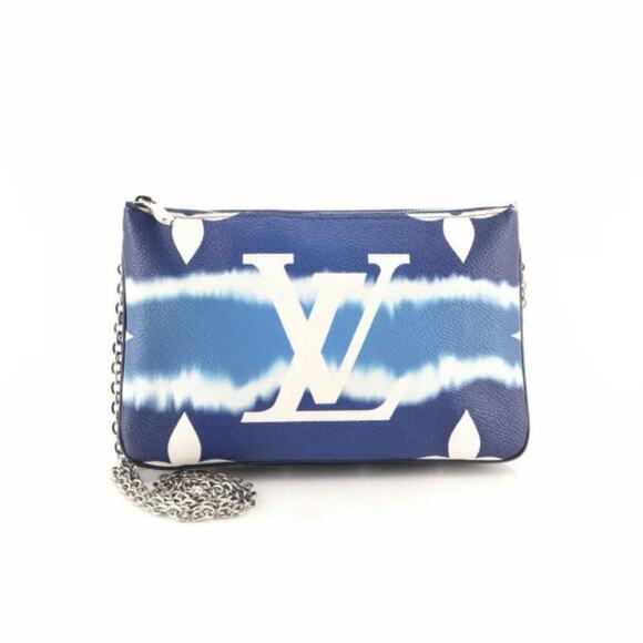 Louis Vuitton Escale Double Zip Pochette in Blue Monogram Giant - Picture 1 of 11